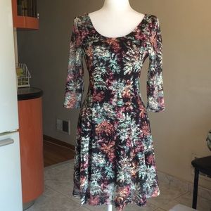 Izabel London Black & Multicolor Floral Lace Dress